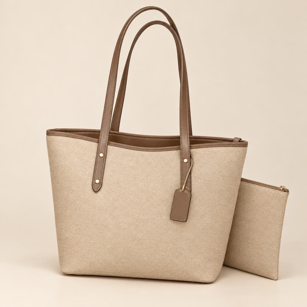 Cabas Élégance Beige & sa pochette